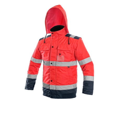 Bunda LUTON, výstražná, červeno-modrá