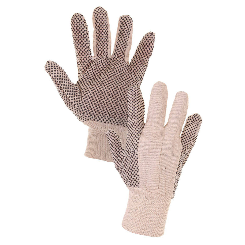 Textilní rukavice CXS GABO, s PVC terčíky, bílé, vel. 10